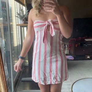 Striped linen shift dress